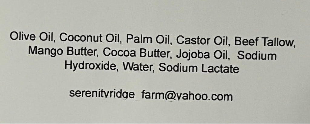 List of ingredients on a gray background with contact information.