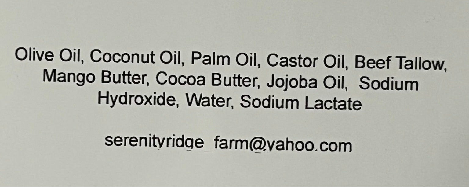 List of ingredients on a gray background with contact information.