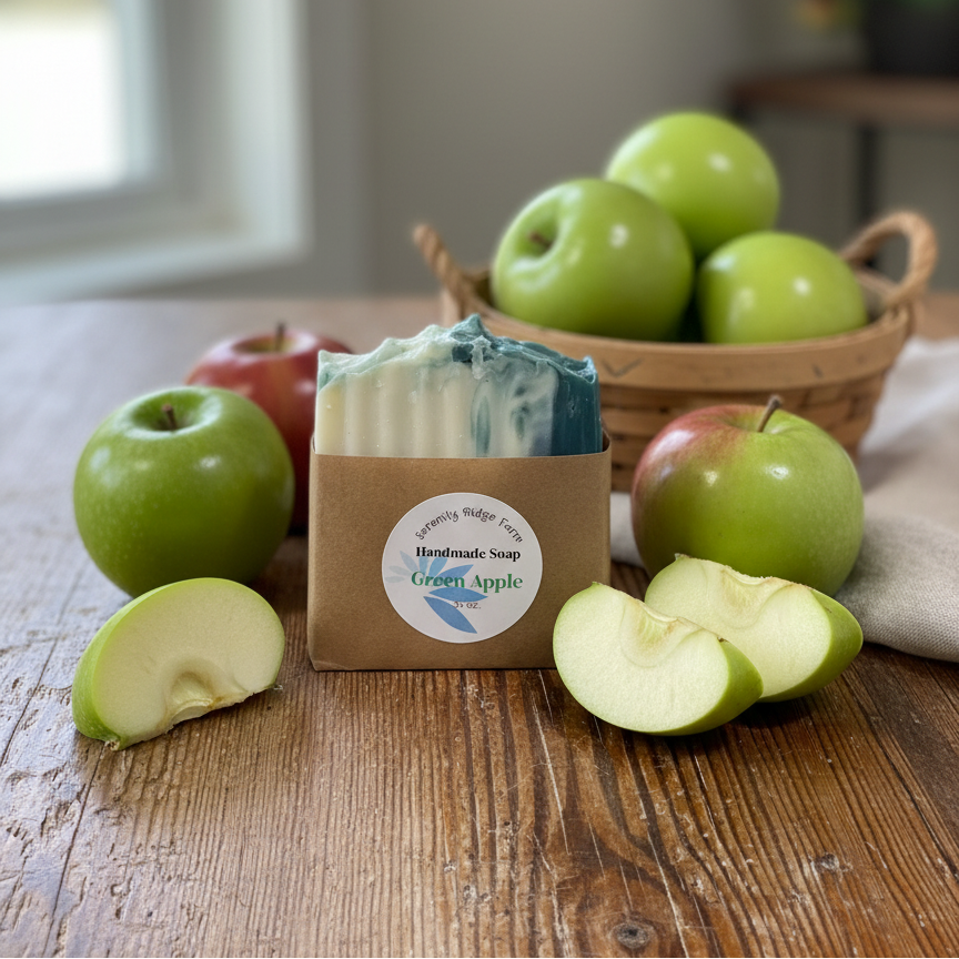 All Natural Soap Bar Fresh Apple in natural farm setting